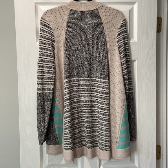 NIC + ZOE Flared Striped Cotton Blend Open Front Cardigan. Size M - Picture 2 of 6